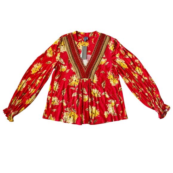 Anthropologie Bl-nk Stephanie Long Sleeve Boho Top NWT $118 - Picture 3 of 10